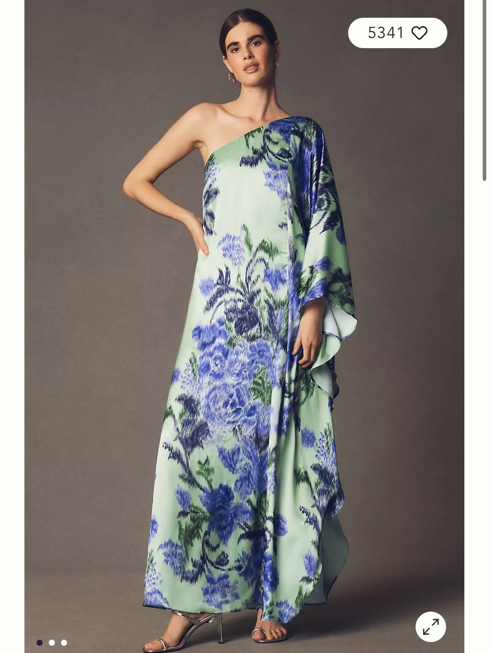Bhldn Tiana One-Shoulder Floral Maxi Dress in Blue and Light Green